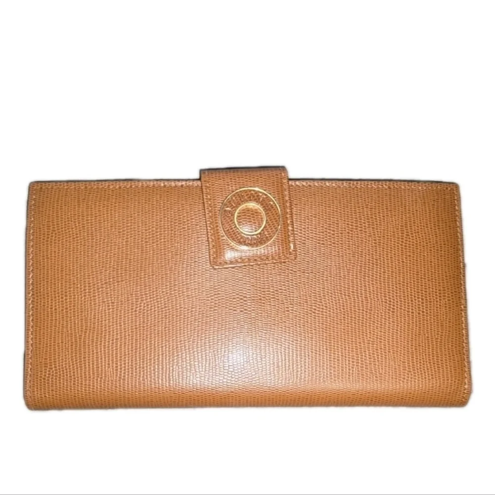 Unique Celine Tan Women's Long Wallet With Kisslock Coin Purse